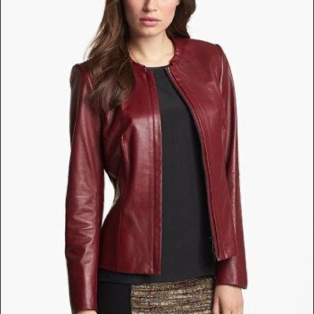 Stunning Lafayette burgundy leather jacket